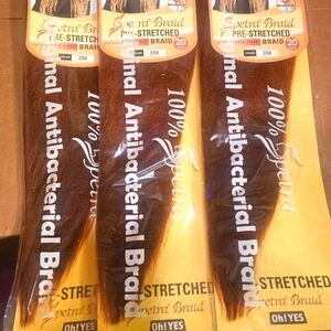 Spectra Pre-Stretched Braiding Hair 20" Color#350 3 Packs Of Hair Included